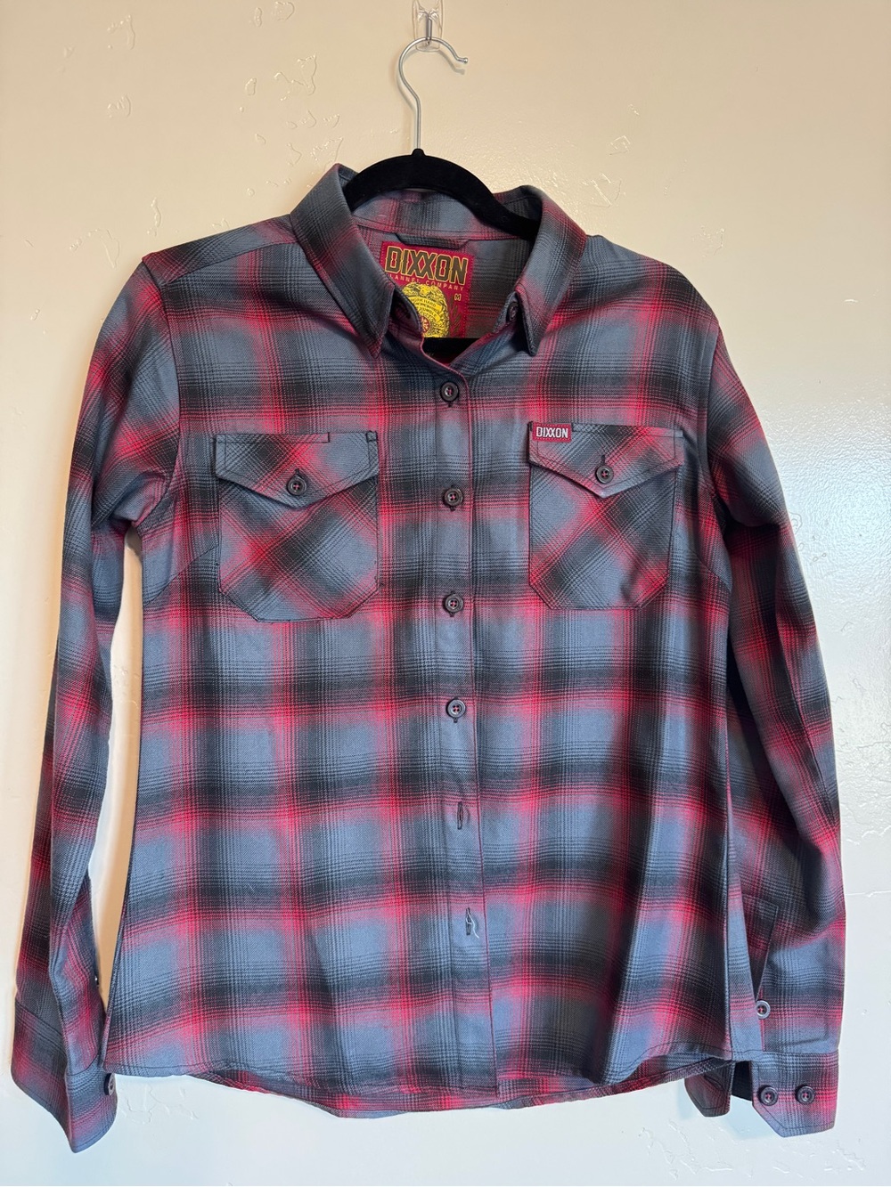 DIXXON Women’s THE CHIEF Red and Gray Plaid Button-Down Shirt